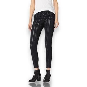 AG Adriano Goldschmied Farrah Skinny Ankle Jeans Navy Black Metallic Stripe 27R